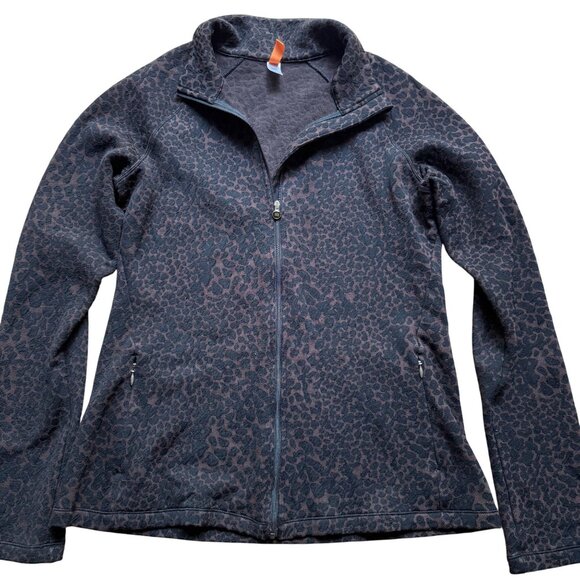 Lucy Size M Brown & Black Cheetah Animal Print Mock Neck Full Zip Jacket - Picture 1 of 12